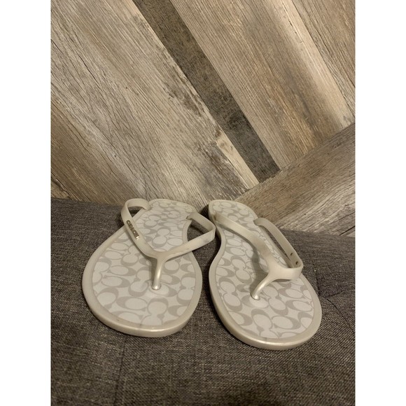 Coach Lyra Womens Size 10 B Jelly Sandals Flip Flops Silver/Gray Signature A0653 - Picture 2 of 8